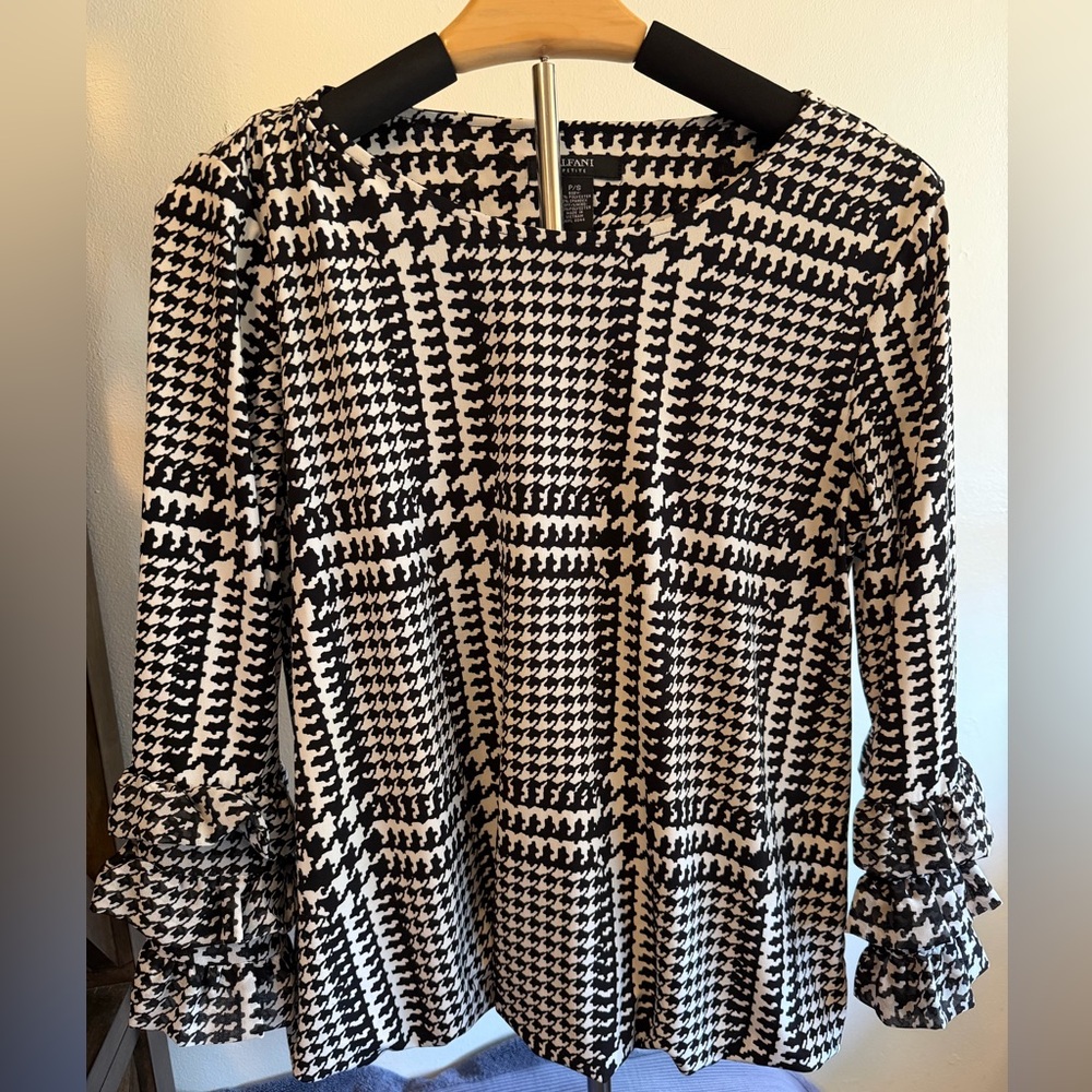 Alfani Black and White Plaid Blouse